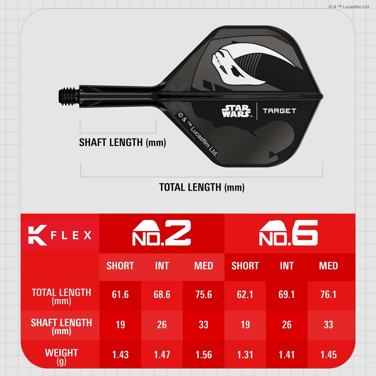 Target Darts K-Flex System - No 6 Shape / Short (19mm) - Mandalorian